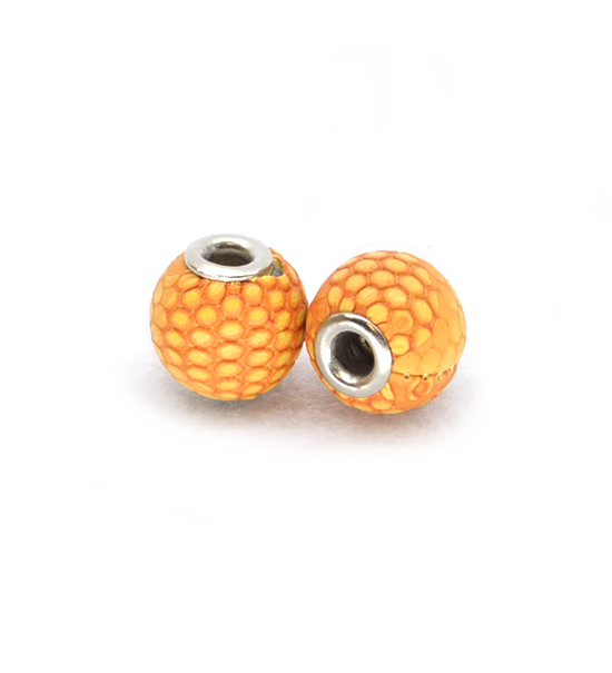 Perlas cuero sintetico piton (2 piezas) 14 mm - Naranja